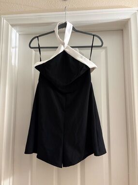 Black Romper with White Twist Halter